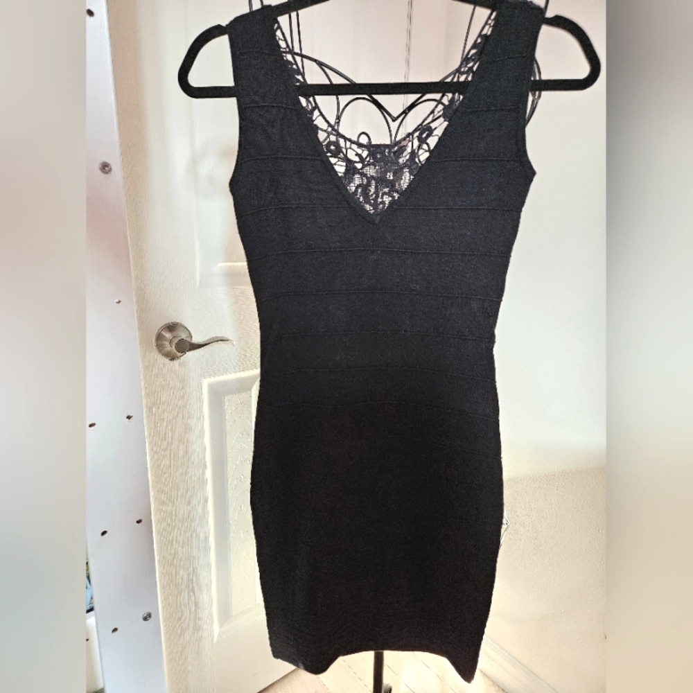 Knit and lace mini dress